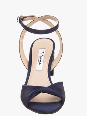 ANNA New York Navy Ankle-Strap Block Heel Sandal